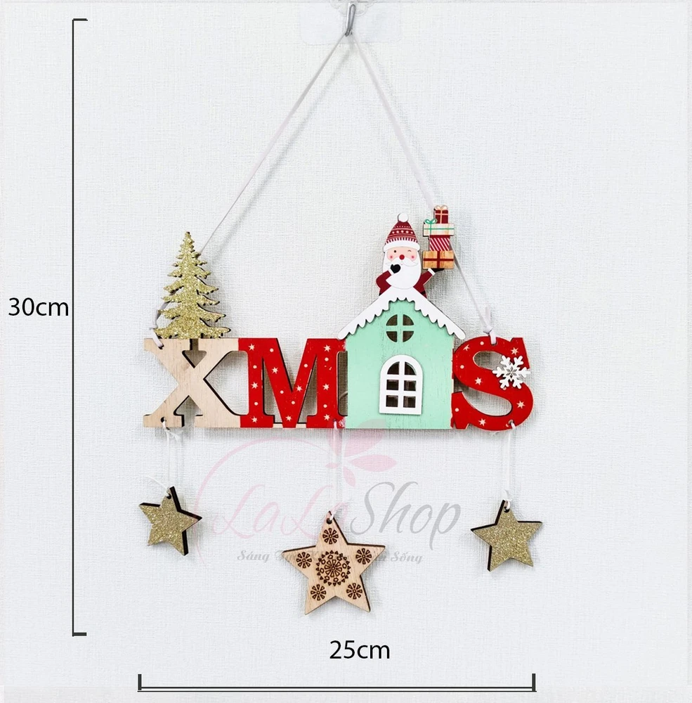 Phụ kiện bằng gỗ treo trang trí noel mẫu 9