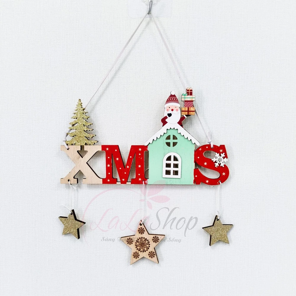 Phụ kiện bằng gỗ treo trang trí noel mẫu 9