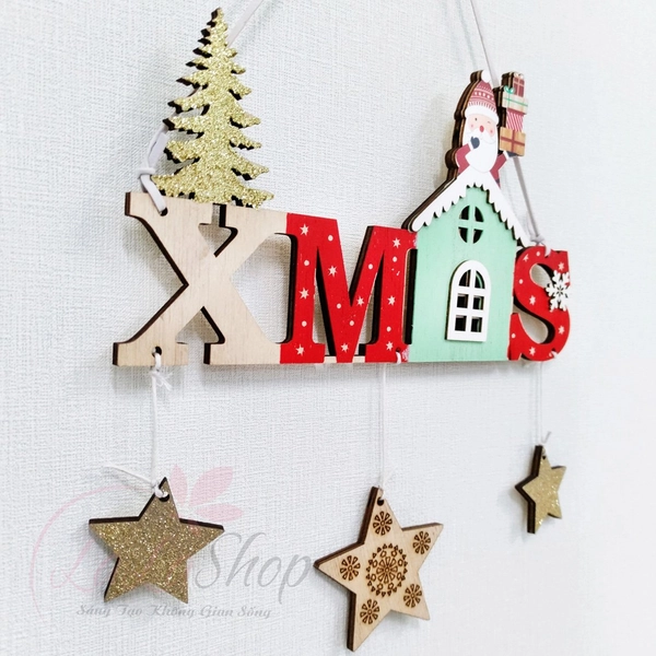 Phụ kiện bằng gỗ treo trang trí noel mẫu 9