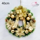 Vòng Nguyệt Quế kèm đèn 40cm Nơ Vàng Trang Trí Noel Kèm Đèn Led