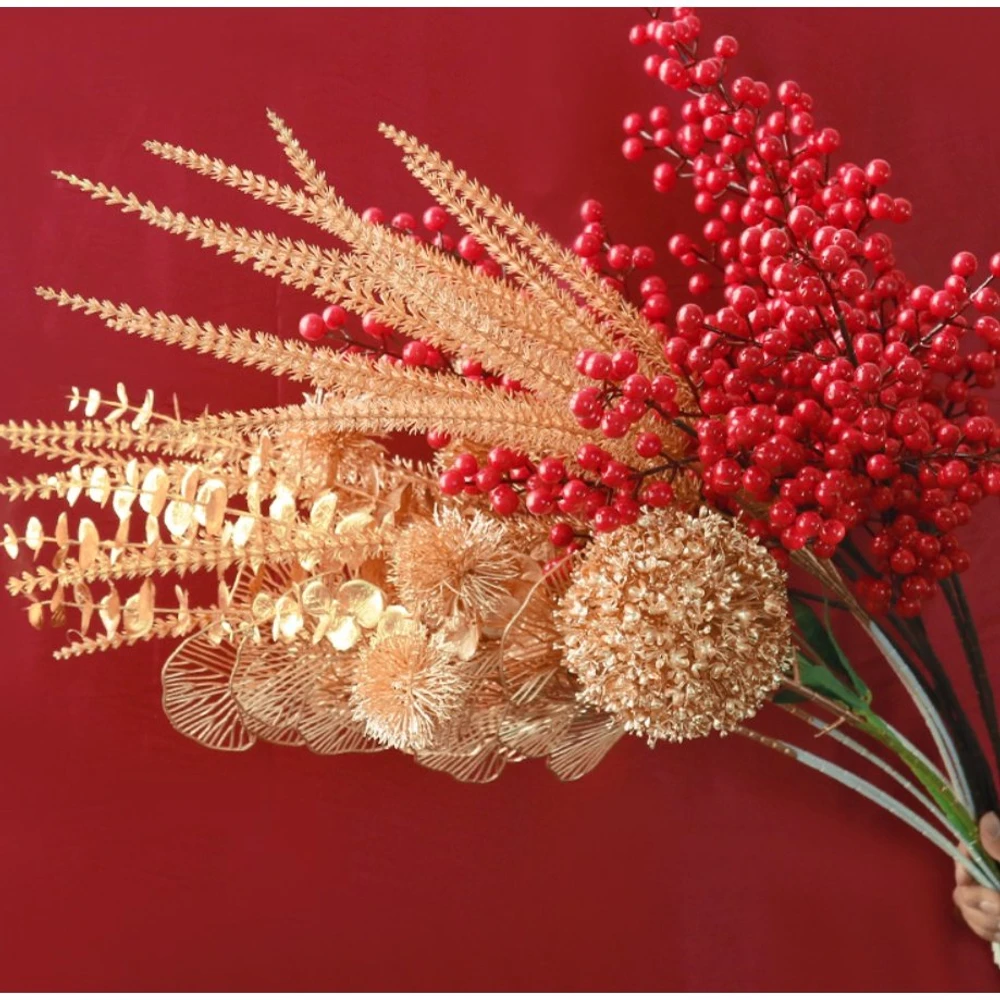 Cành tú cầu vàng phụ kiện trang trí