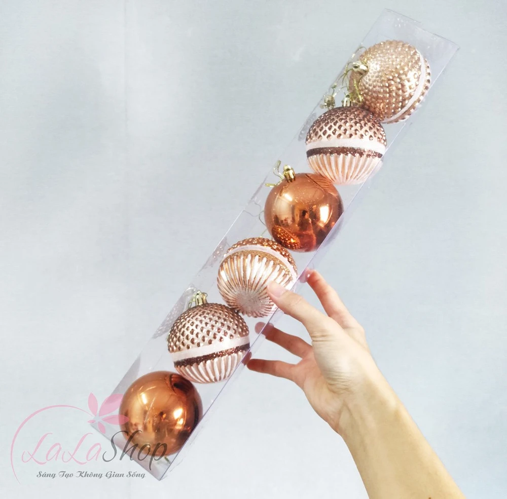 Hộp 6 quả châu tròn 8cm họa tiết mẫu 3
