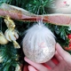Hộp 3 quả châu vàng văn kim tuyến 8cm cao cấp trang trí cây thông noel