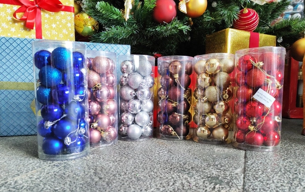 Hộp 24 Quả Châu 4cm Mini Trang Trí Noel