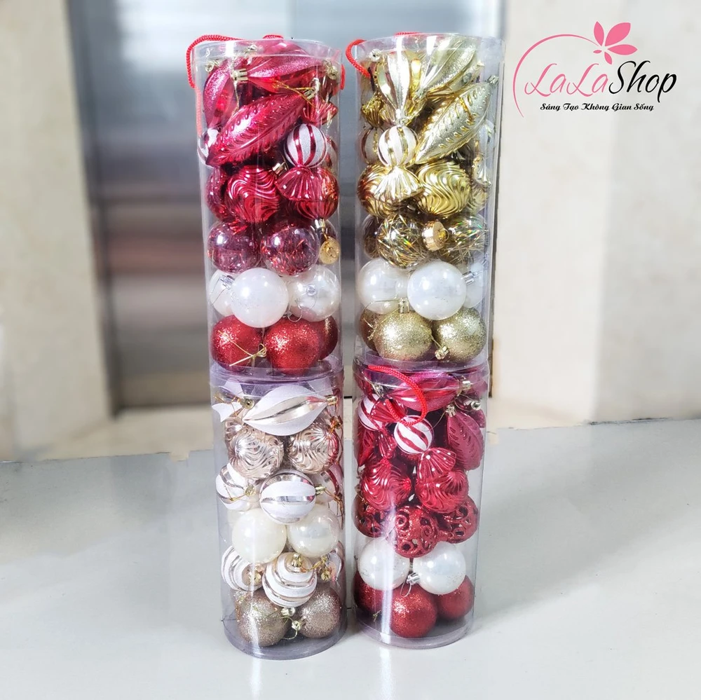 Hộp Quả Châu Đủ Loại Trang Trí Cây Thông Giáng Sinh