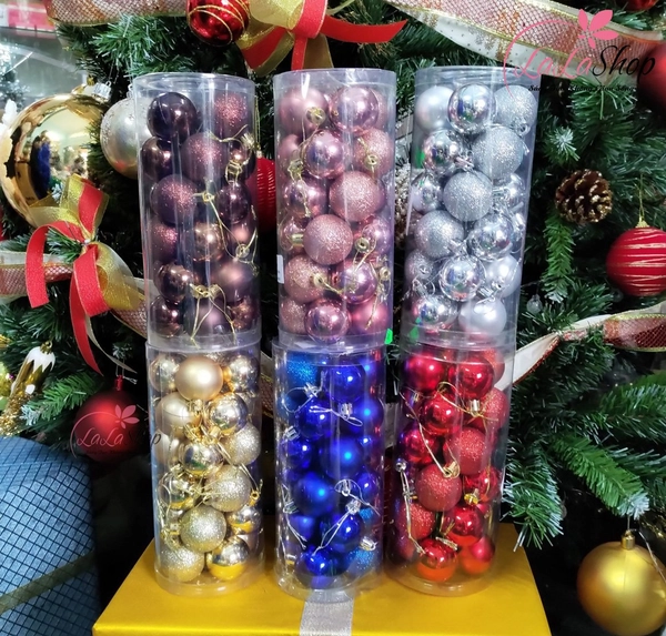 Hộp 24 Quả Châu 4cm Mini Trang Trí Noel