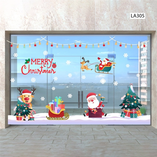Combo Decal Trang Trí Noel Ông Già Noel Và Tuần Lộc