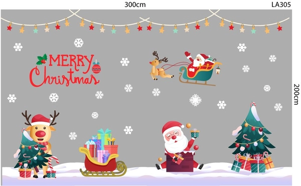 Combo Decal Trang Trí Noel Ông Già Noel Và Tuần Lộc