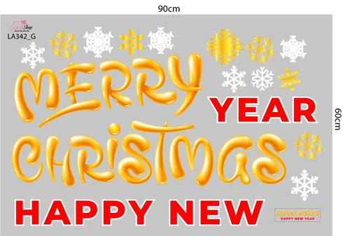 Combo Decal Trang Trí Noel Người Tuyết Và Cây Thông Đỏ