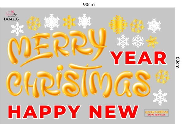 Combo Decal Trang Trí Noel Người Tuyết Và Cây Thông Đỏ