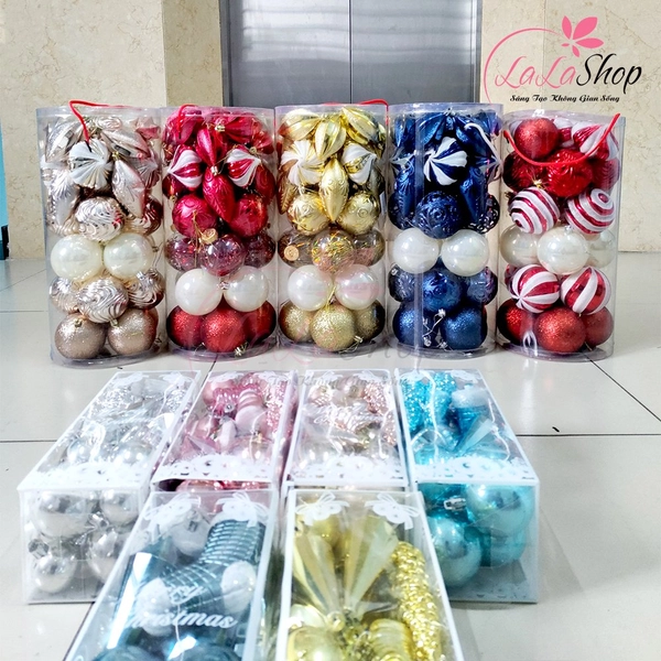 Hộp quả châu đủ loại trang trí Giáng Sinh Size Lớn