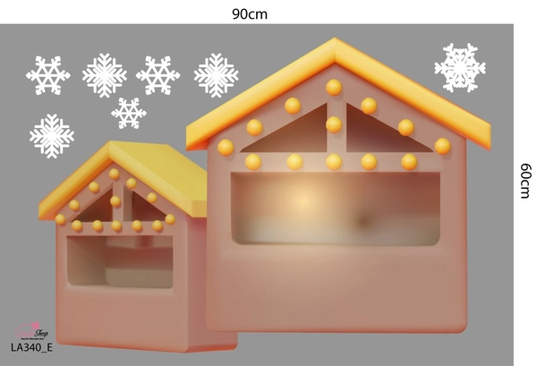 Combo Decal Trang Trí Noel Thành Phố Tuyết Trắng Mẫu 2