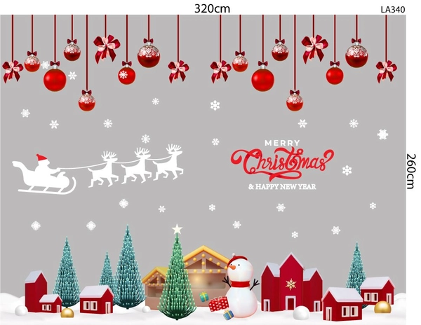 Combo Decal Trang Trí Noel Thành Phố Tuyết Trắng Mẫu 2