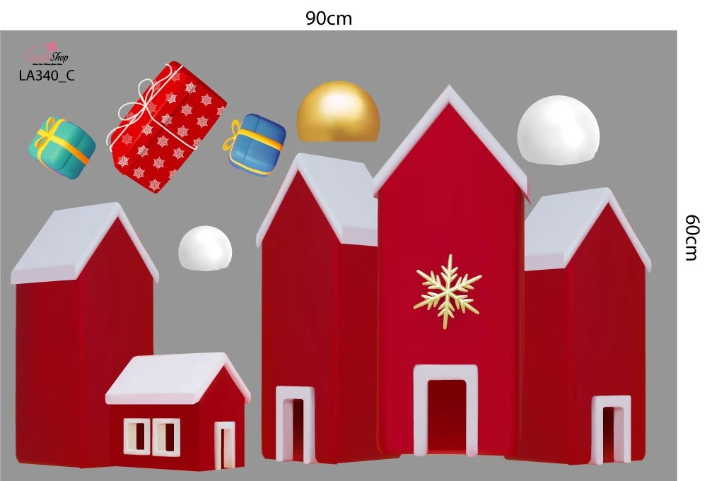 Combo Decal Trang Trí Noel Thành Phố Tuyết Trắng Mẫu 2