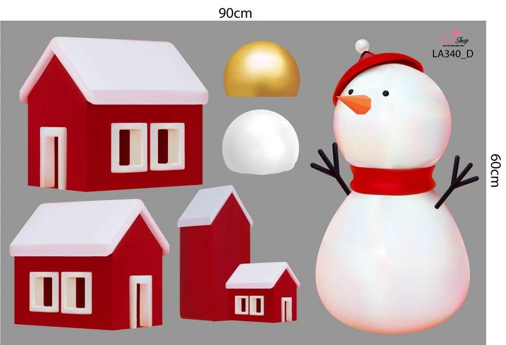 Combo Decal Trang Trí Noel Thành Phố Tuyết Trắng Mẫu 2