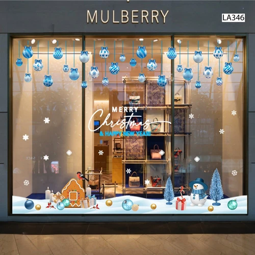 Combo Decal Trang Trí Noel Người Tuyết Và Quả Châu Xanh