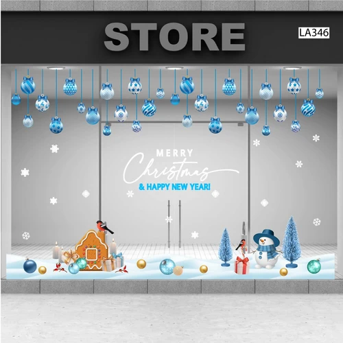 Combo Decal Trang Trí Noel Người Tuyết Và Quả Châu Xanh