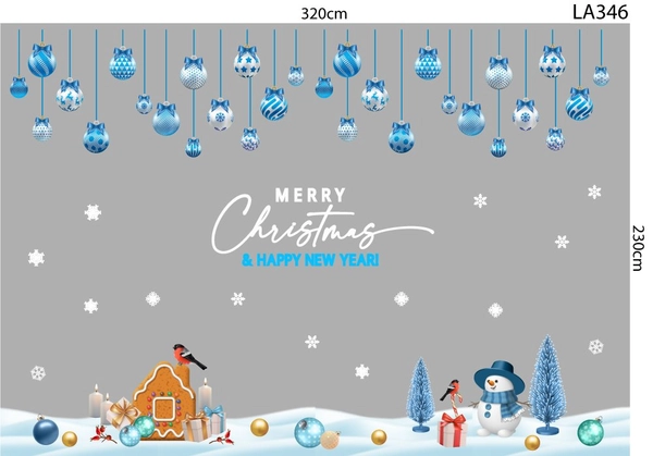 Combo Decal Trang Trí Noel Người Tuyết Và Quả Châu Xanh