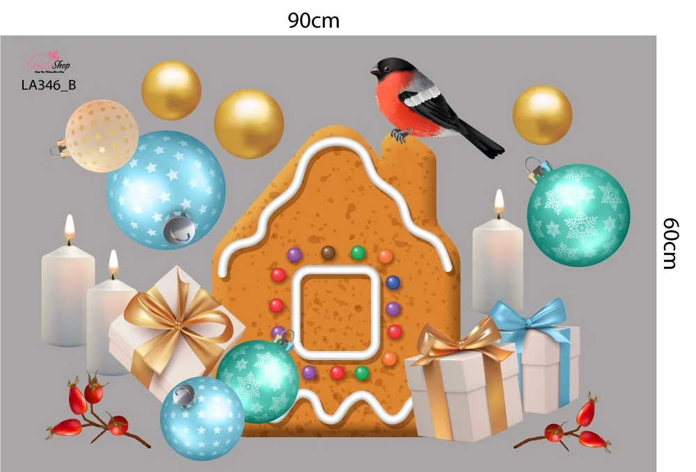 Combo Decal Trang Trí Noel Người Tuyết Và Quả Châu Xanh