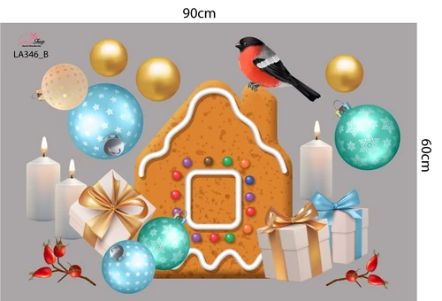 Combo Decal Trang Trí Noel Người Tuyết Và Quả Châu Xanh