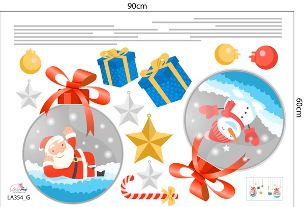Combo Decal Trang Trí Noel Ông Già Noel Và Những Người Bạn Vui Nhộn