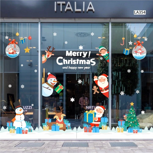 Combo Decal Trang Trí Noel Ông Già Noel Và Những Người Bạn Vui Nhộn
