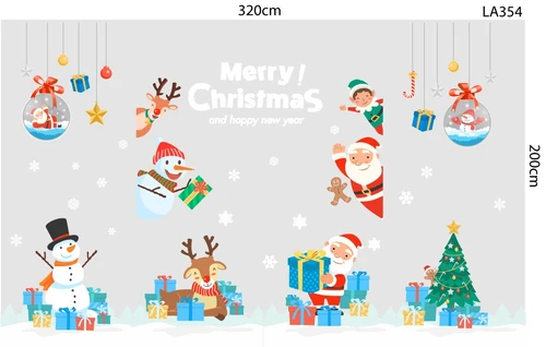 Combo Decal Trang Trí Noel Ông Già Noel Và Những Người Bạn Vui Nhộn