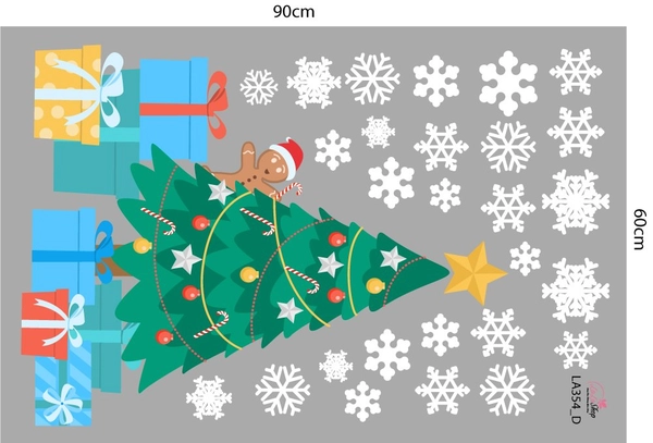 Combo Decal Trang Trí Noel Ông Già Noel Và Những Người Bạn Vui Nhộn