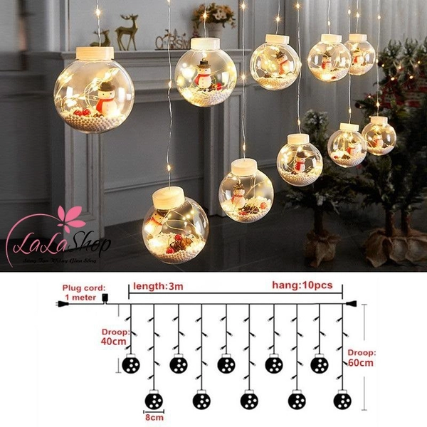 Đèn led đom đóm kèm 10 bóng Vàng ấm nháy nhiều chế độ trang trí noel