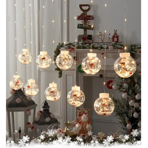 Đèn led đom đóm kèm 10 bóng hình cây thông quả châu cherry nháy nhiều chế độ