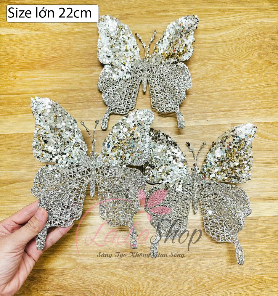 Bộ 3 bướm cao cấp size lớn 24cm màu vàng đồng