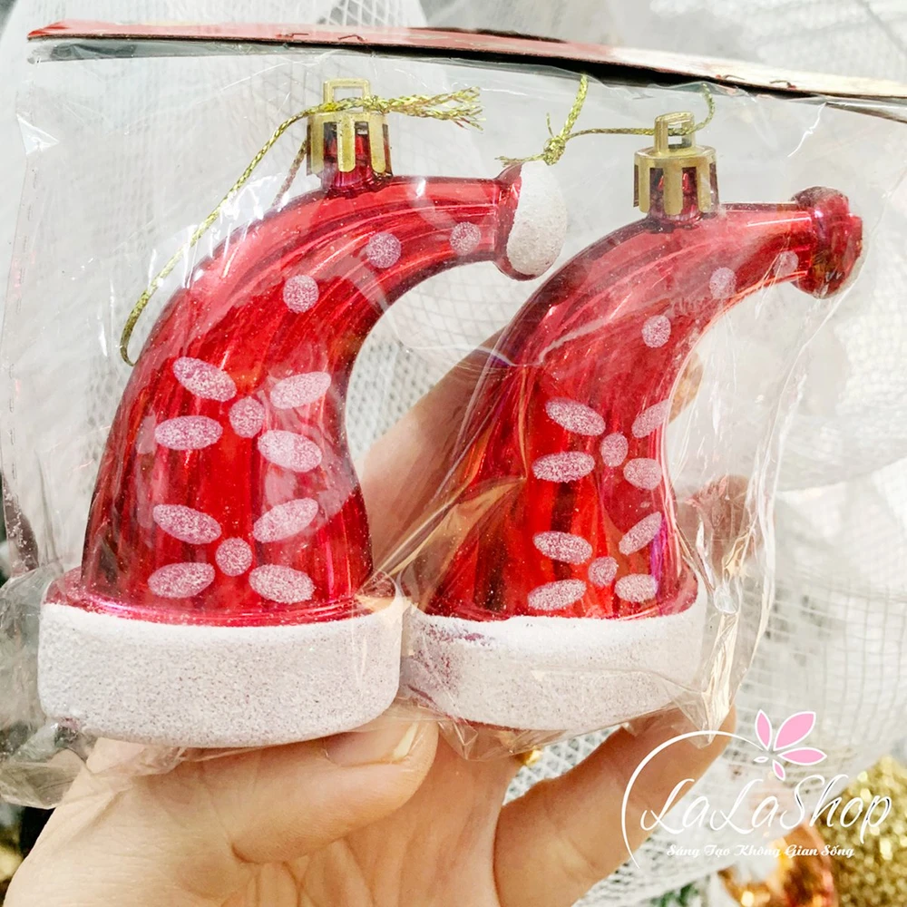 Set 2 nón noel treo trang trí