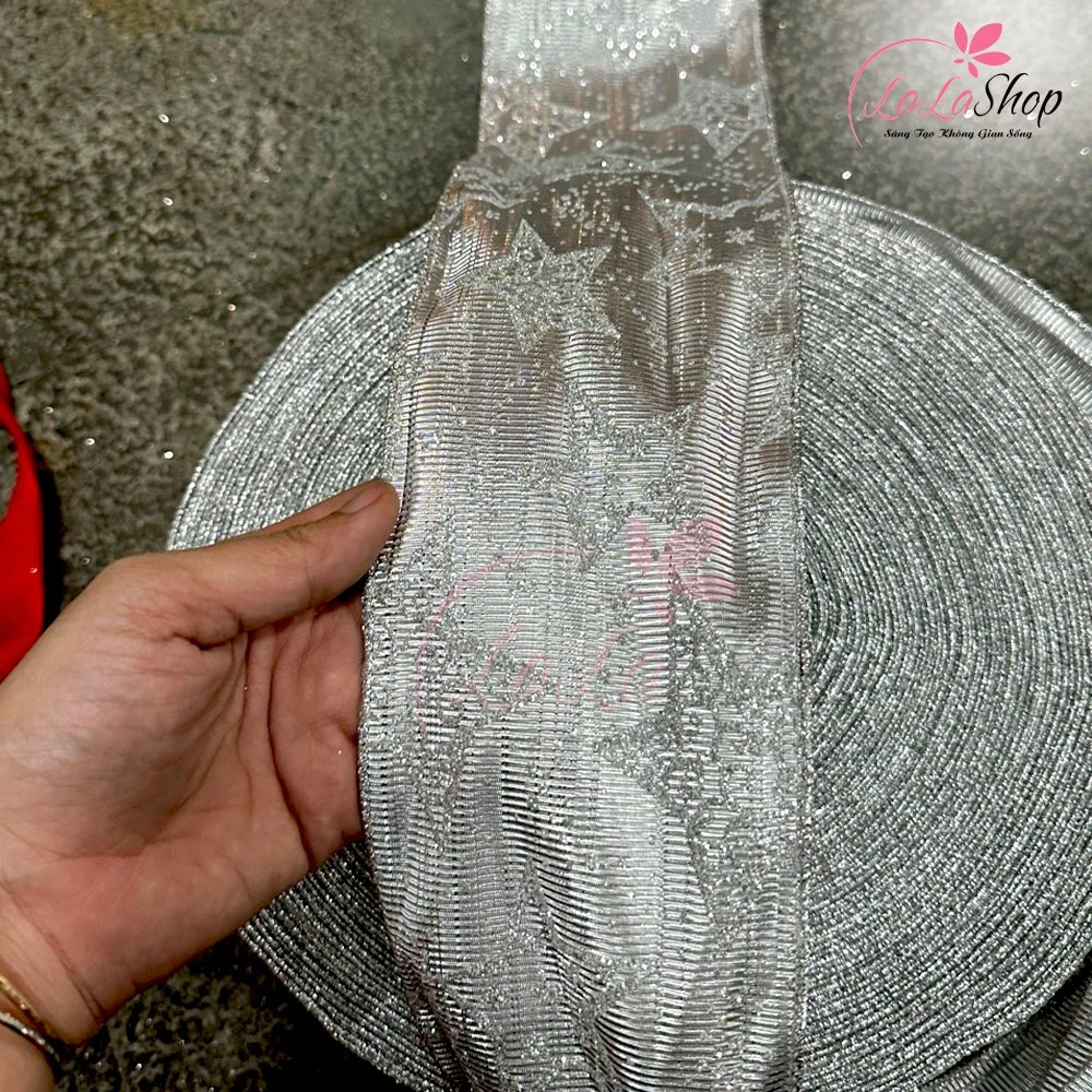 Cuộn Ruy Băng 10 Mét Màu Trắng Hoạ Tiết Ngôi Sao