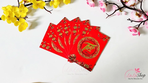 Combo 6 Bao Lì Xì Tết Quý Mão 2023 In Nổi 3D Màu Đỏ Chữ Tết