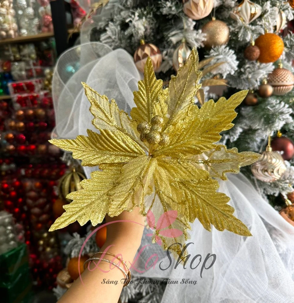 Cành Hoa Trạng Nguyên Cao Cấp Kim Tuyến Size Lớn Trang Trí Noel Size Lớn