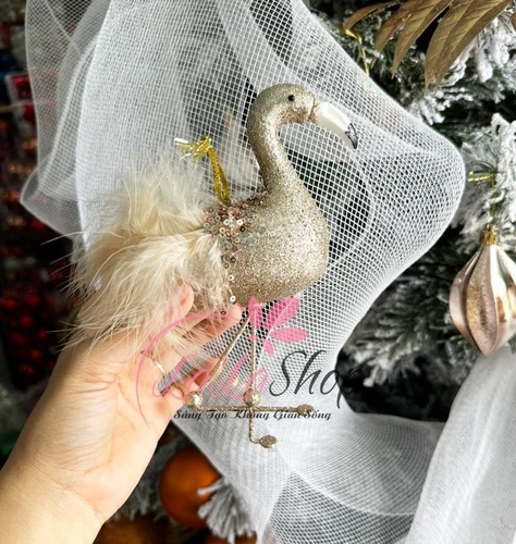 Mô hình hồng hạc nhũ kim tuyến trang trí noel