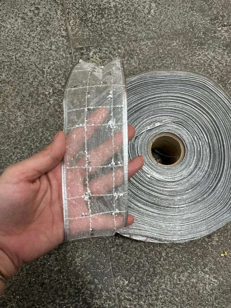 Cuộn Ruy Băng Vải 10 Mét Màu Trắng Caro Trang Trí Noel