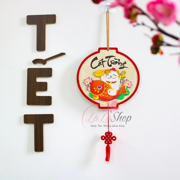 Lộc treo tết chữ cát tường bảng gỗ treo cửa ngày tết cao cấp