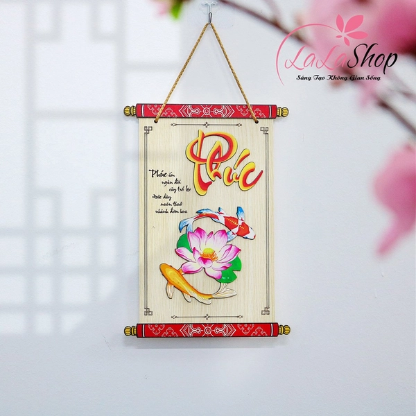 Lộc treo tết chữ phúc bảng gỗ treo cửa ngày tết cao cấp