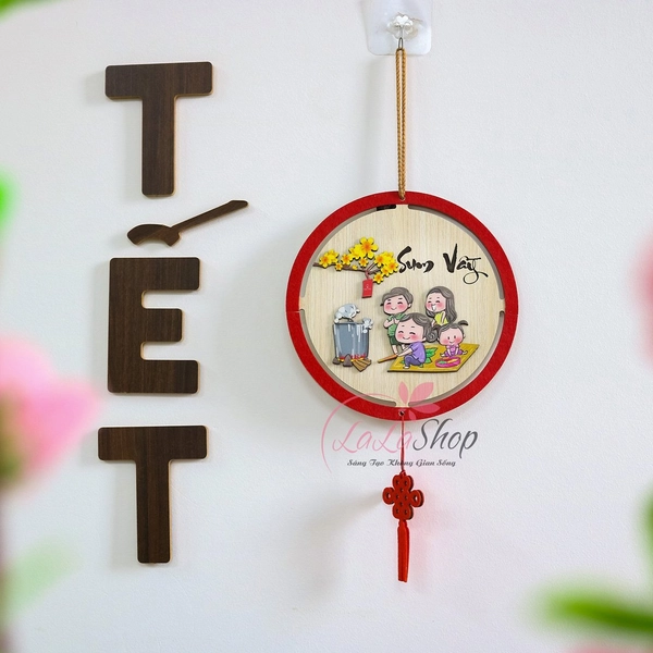 Lộc Treo Tết Chữ Sum Vầy Bảng Gỗ Treo Cửa Ngày Tết Cao Cấp