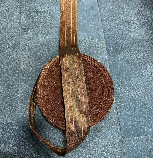 Cuộn Ruy Băng 10 Mét Màu Nâu Kim Tuyến Trang Trí Noel