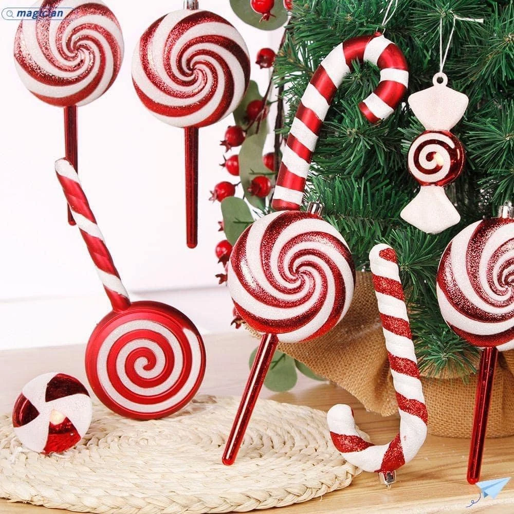 Set kẹo đỏ dọc trang trí noel cao cấp