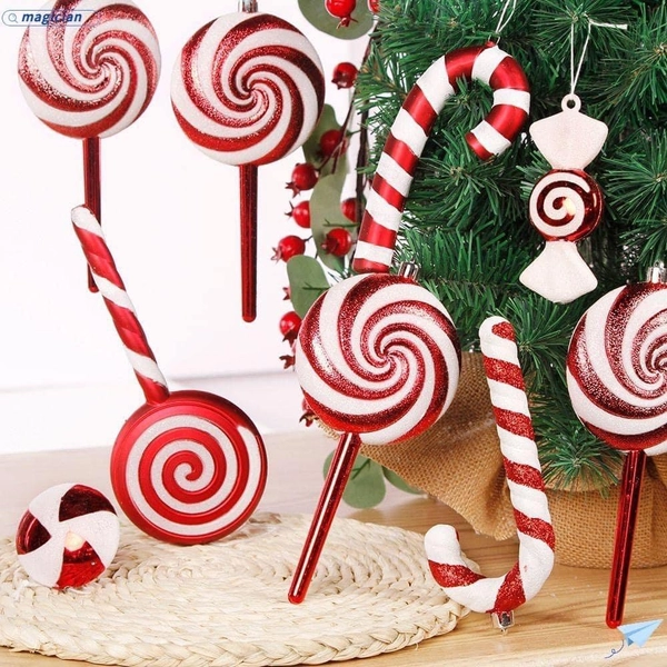 Set kẹo đỏ dọc trang trí noel cao cấp