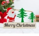 Bảng gỗ treo trang trí noel cây thông merry christmas ông già noel mẫu 2