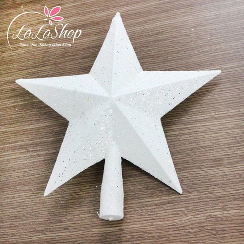 Ngôi sao đỉnh bạc phủ kim tuyến 23cm trang trí trên cây thông noel