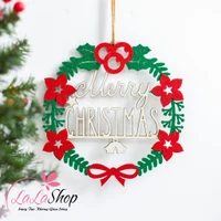 Vòng nguyệt quế gỗ chữ Merry Christmas bằng gỗ treo cây thông noel đẹp