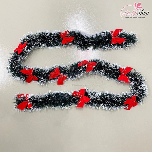 Dây chồn phủ tuyết 2m kèm nơ trang trí noel