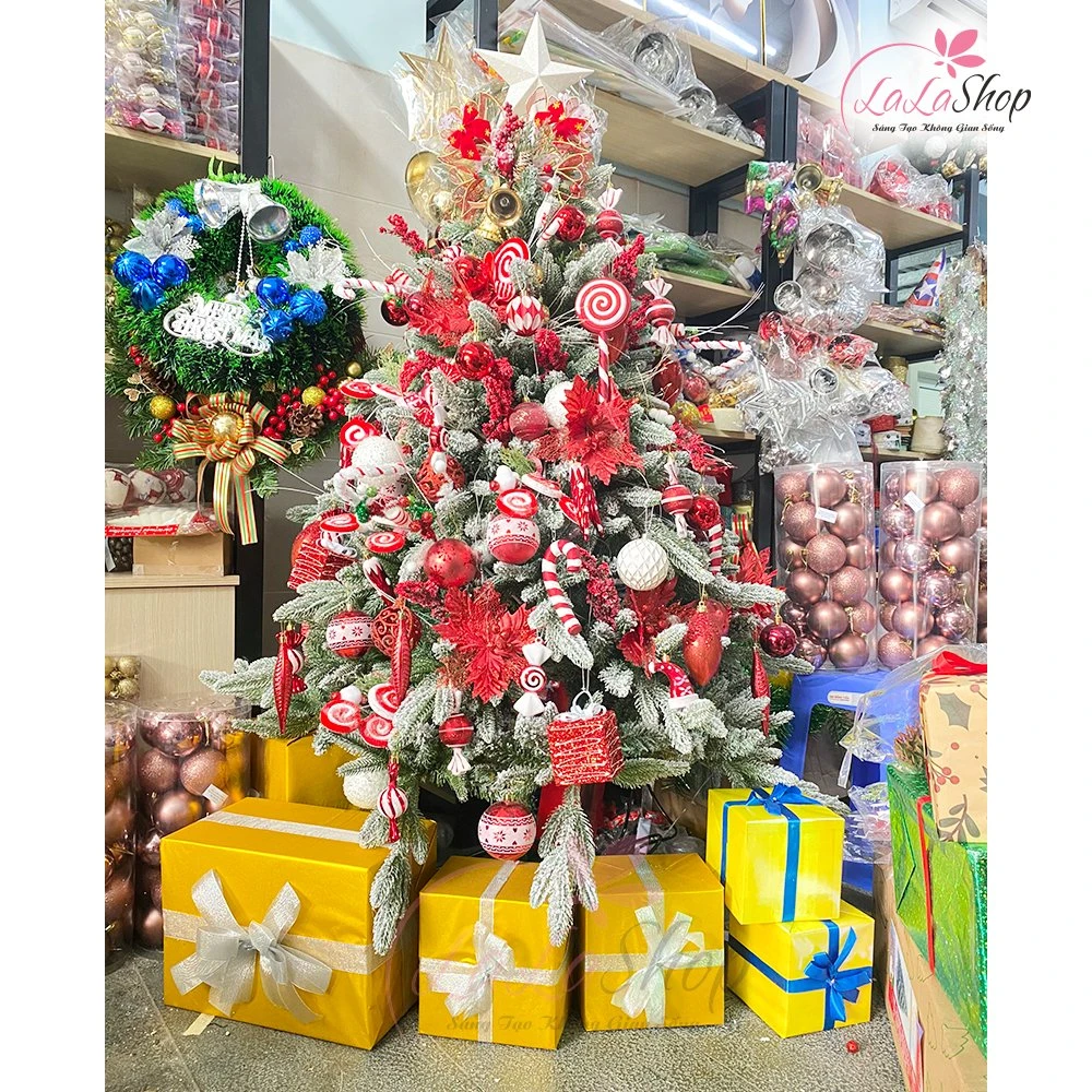 Cây thông noel PE phủ tuyết 1m5 full phụ kiện mẫu 20