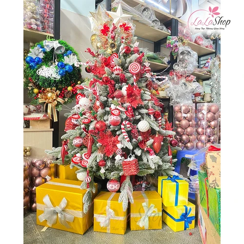 Cây thông noel PE phủ tuyết 1m5 full phụ kiện mẫu 20