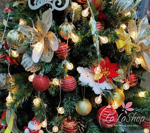 Dây đèn bi tròn bọt tuyết 10m trang trí noel